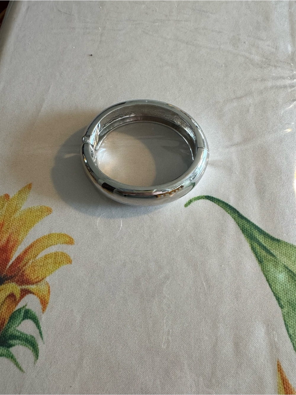 Chunky Silver Hinged Bangle Bracelet